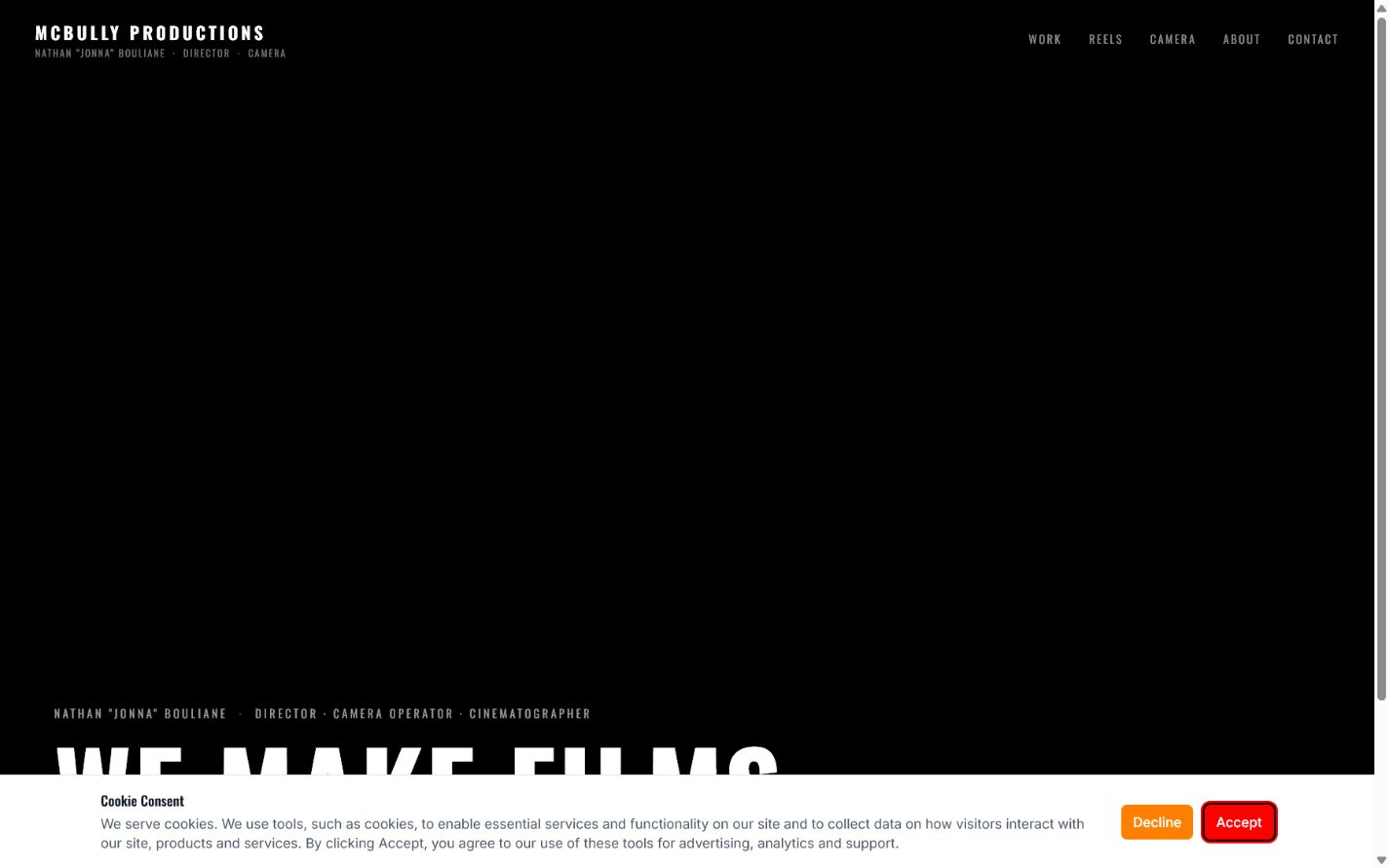 McBully Productions cinematography portfolio homepage